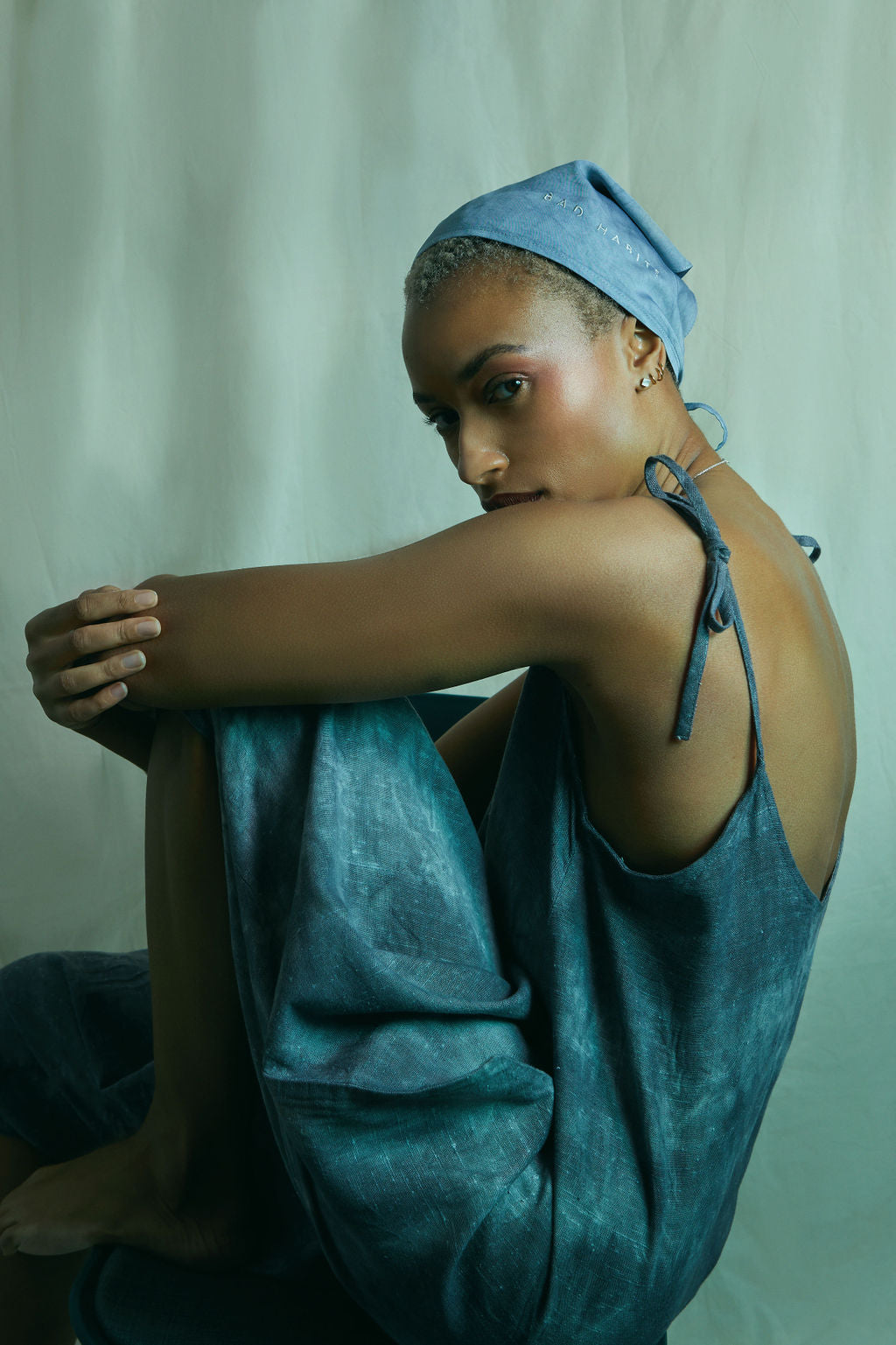 Blue Tides Dyed Head Scarf